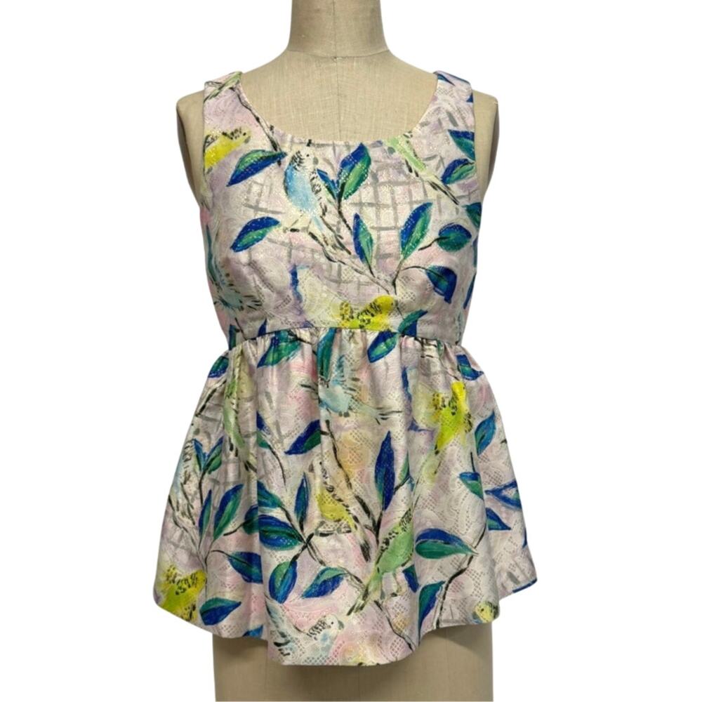 Leifsdottir Anthropologie Fairycore Metallic Brocade Empire Babydoll Top Sz 2